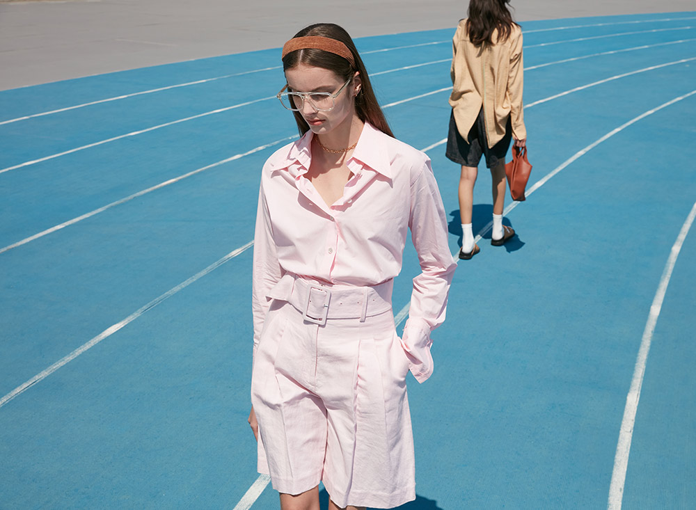 LAYERED COLLAR AND SLEEVE BLOUSE_Pink