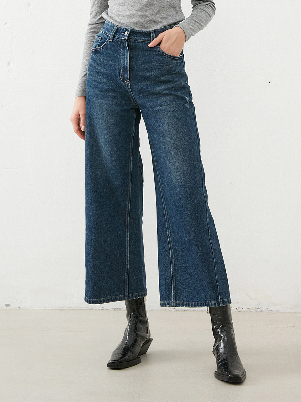 HIGHRISE WIDE LEG JEANS_Navy