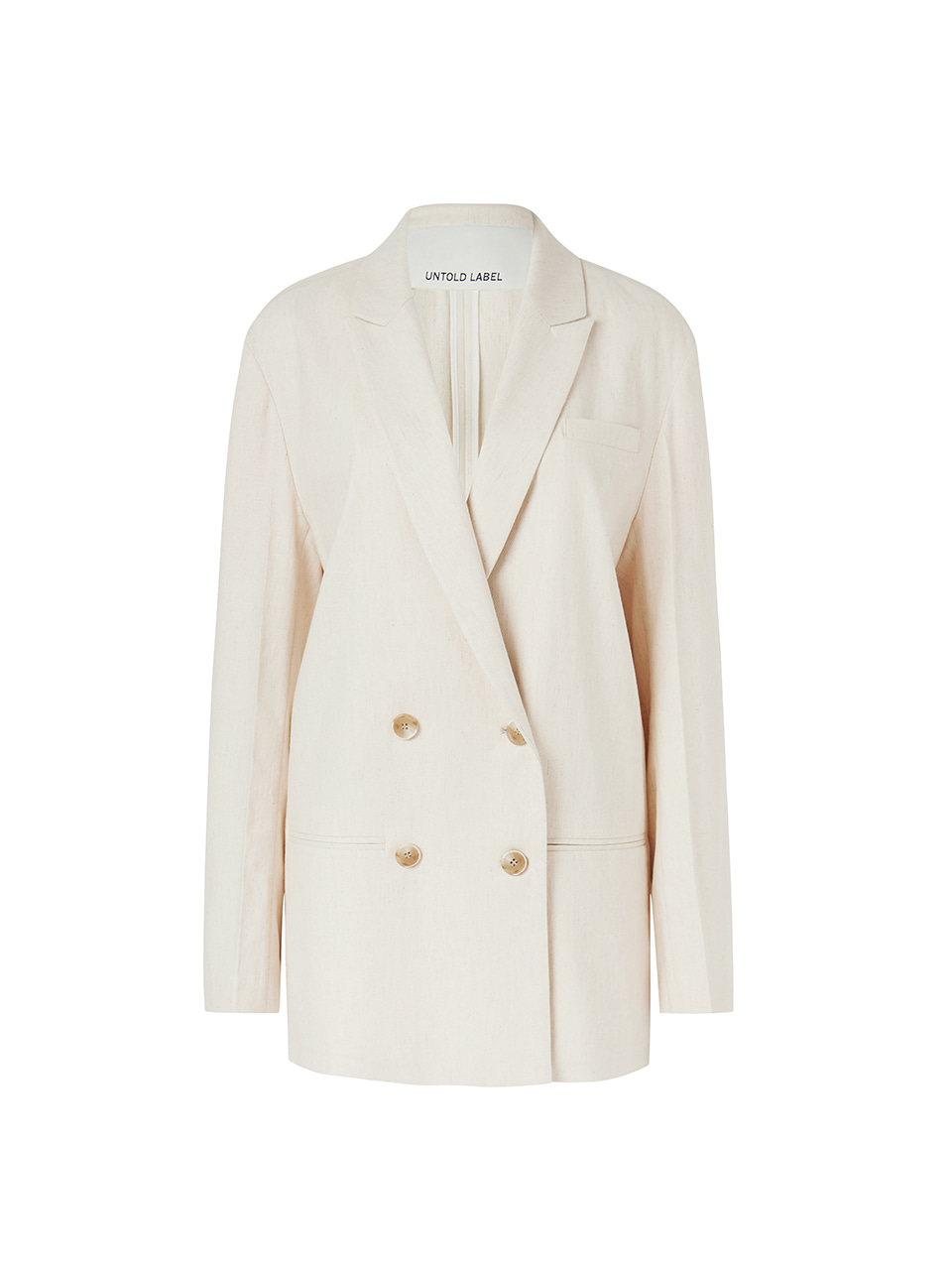 PEAKED COLLAR DOUBLE BREASTED JACKET_L/Beige