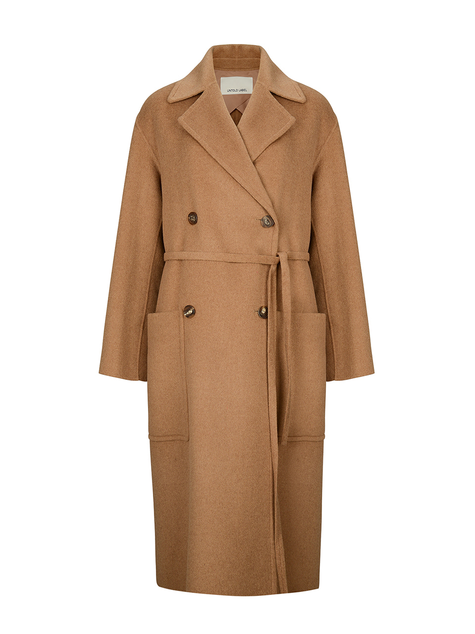 THIN BELTED CASHMERE DOUBLE COAT - CAMEL