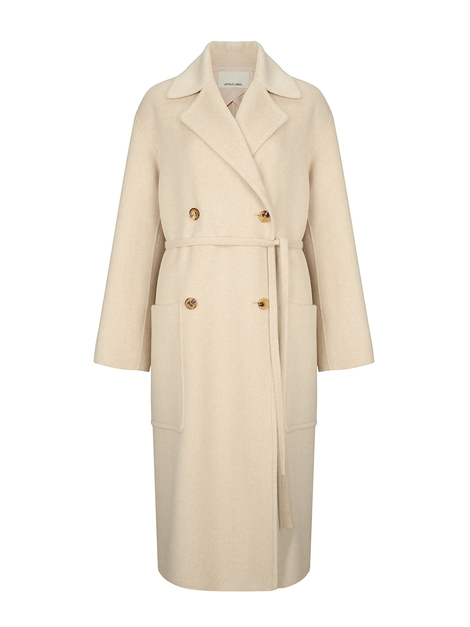 THIN BELTED CASHMERE DOUBLE COAT - OATMEAL