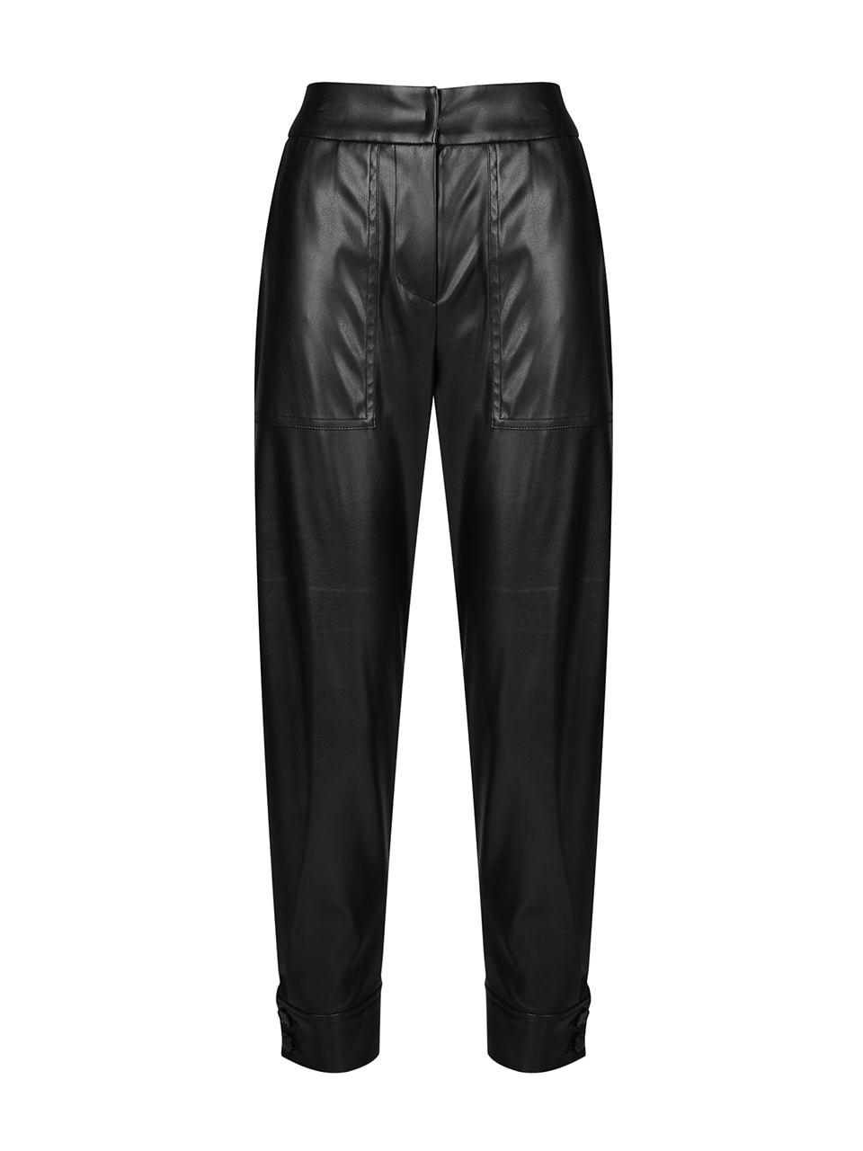 SLOUCHY CUFF ECO LEATHER PANTS - BLACK